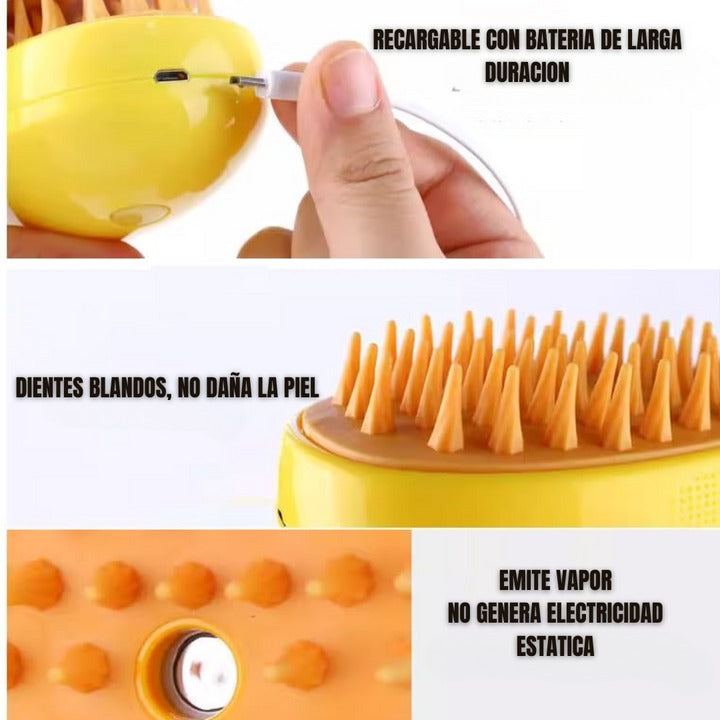 Cepillo A Vapor Para Mascotas 3 en 1